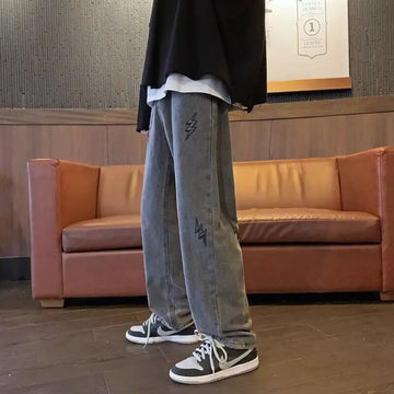 Aidase Wide Leg Cargo Pants American Hiphop Jeans Men's Retro Smoke Gray y2k Pants Man Unisex Streetwear Baggy Jeans Korean Clothing aidase-shop